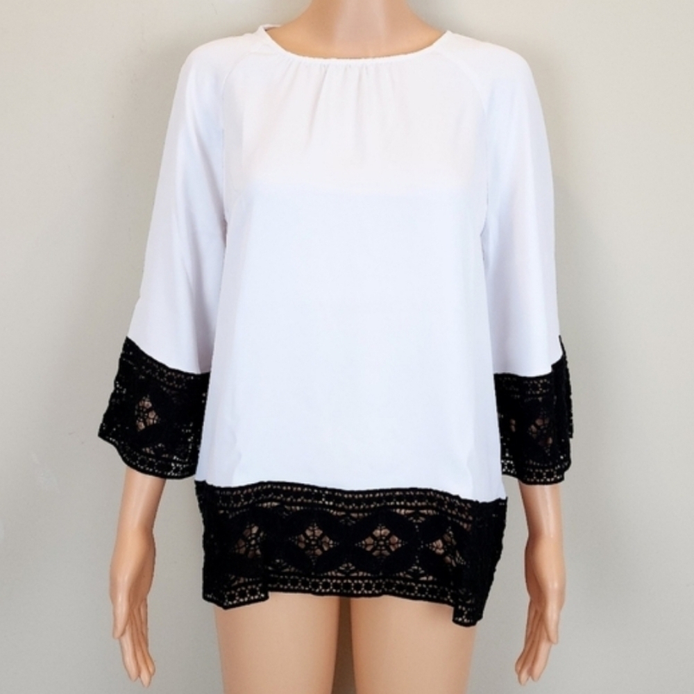 Christian Siriano Boxy White and Black Blouse - Picture 8 of 9